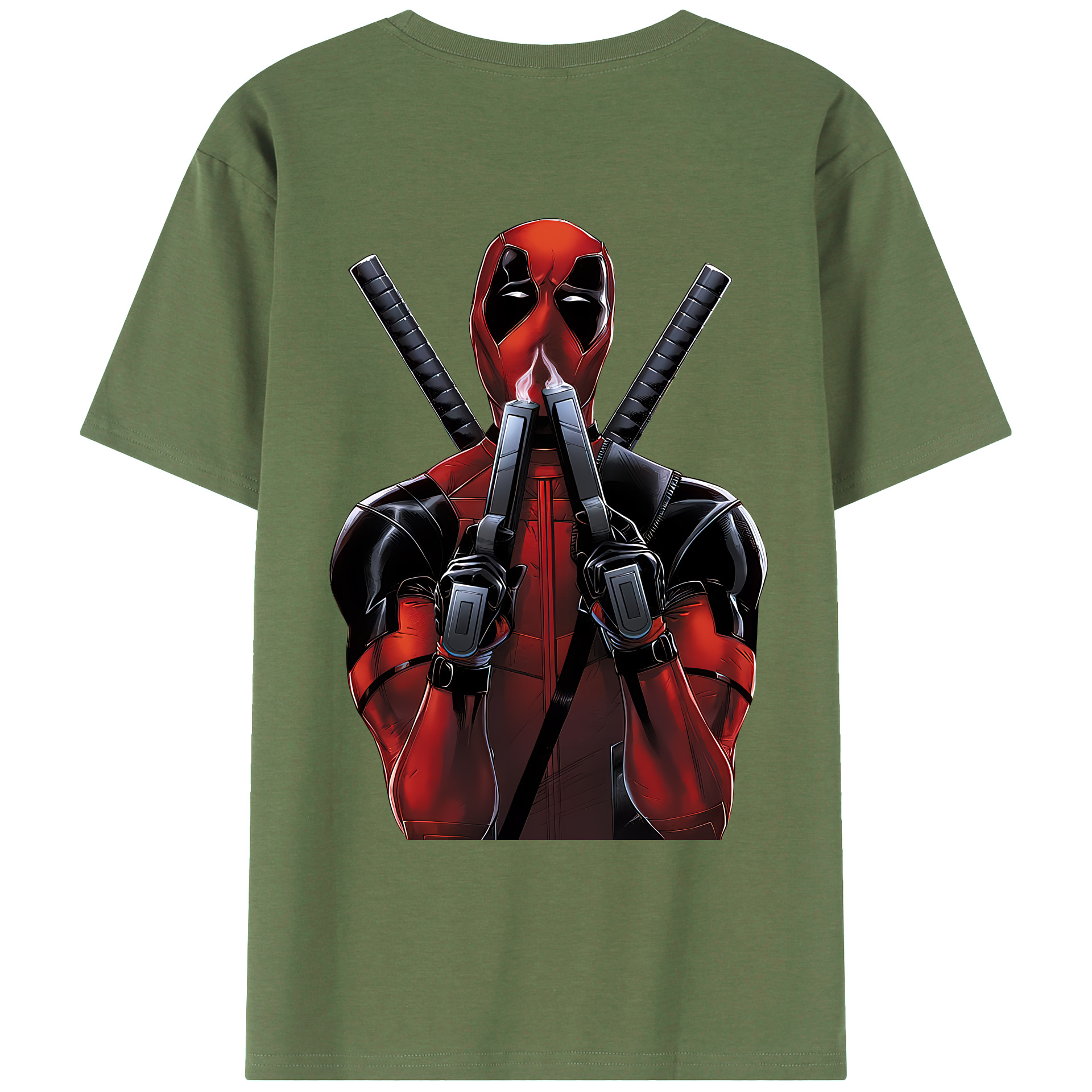 （画像用） Deadpool デッドプール 綿100％ メンズ半袖Tシャツ（バックプリント） 通気性